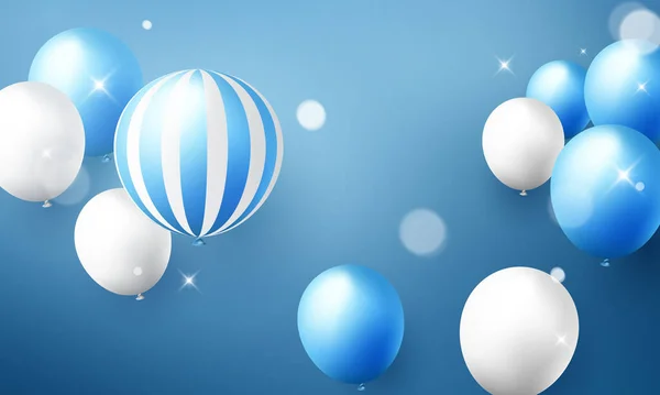 Celebration Background Beautifully Arranged Blue White Balloons Design3Dvector Illustration — Foto Stock