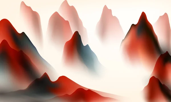 Modern Design Vektor Illustration Vackra Kinesiska Bläck Landskap Målning — Stockfoto