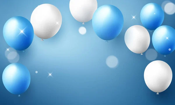 Celebration Background Beautifully Arranged Blue White Balloons Design3Dvector Illustration —  Fotos de Stock