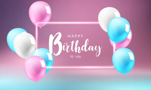Background Celebrating Your Birthday Beautiful Balloons Vector Illustration — Stock Photo, Image