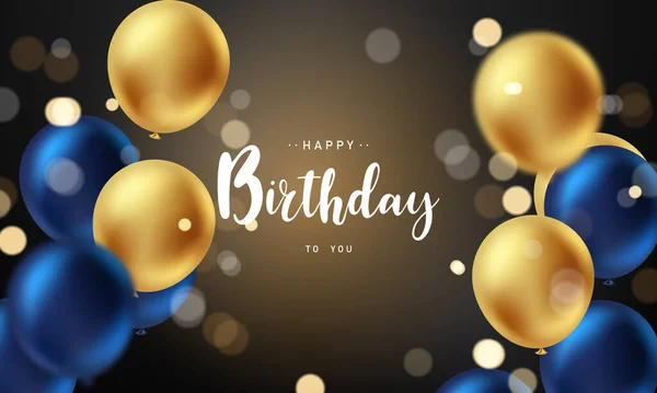 Celebrate Your Birthday Background Beautiful Gold Blue Balloons Vector Illustration — Stock Photo, Image