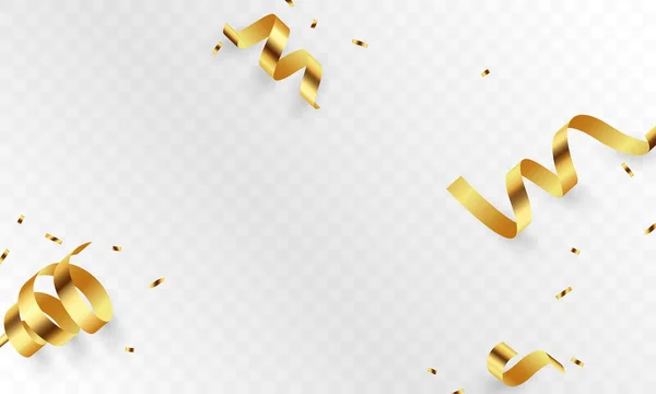 Golden Confetti Zigzag Ribbon Falling Streamers Tinsel Vector — Stock Photo, Image