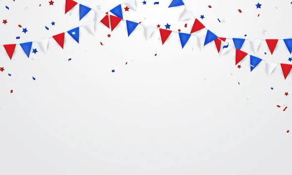 Rote Und Blaue Parteifahne Hintergrund Für Feier Vektor Illustration — Stockfoto