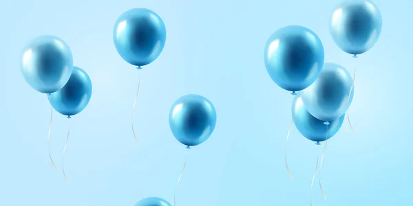 Celebration Background Beautifully Arranged Blue Balloons 3Dvector Illustration Design — стоковое фото