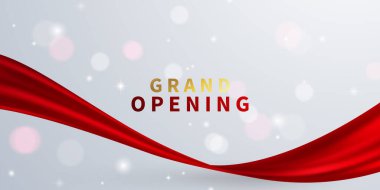 Açılış kartınızı kurdele iş afişi şablon çizimi ile tasarlayın