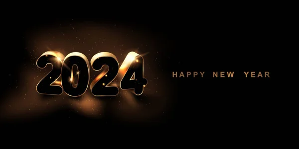 Šťastný Nový Rok 2024 Zlatým Typografií Design Šablony 2024 Nový — Stock fotografie