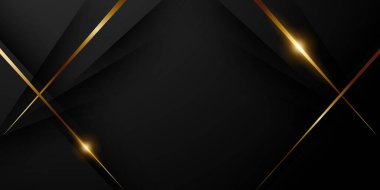 Lüks altın elementler vektör illüstrasyonlu soyut modern tasarım siyah zemin.