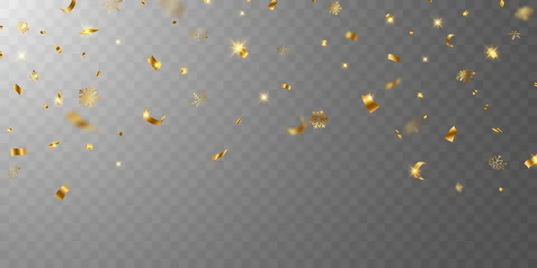 Gouden Confetti Zigzag Lint Vallen Van Boven Streamers Tinsel Vector — Stockfoto