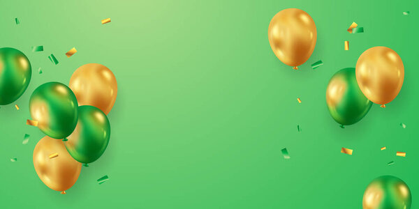3d beautiful green balloon design vector background banner template illustration
