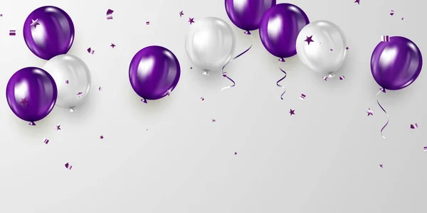 Beautiful Purple Balloon Design Background Illustration Banner Template — Stock Photo, Image