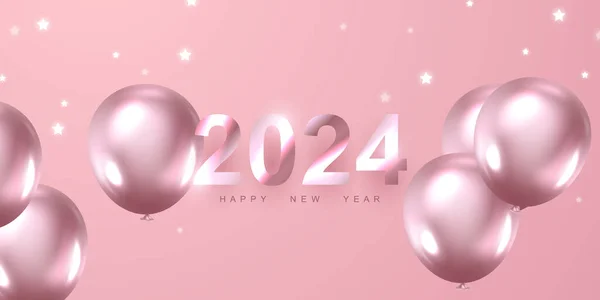 Šťastný Nový Rok 2024 Designovou Šablonou 2024 Nový Rok Oslavy — Stock fotografie
