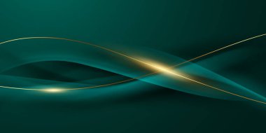 Zarif altın elementler vektör illüstrasyonlu yeşil soyut arkaplan tasarımı
