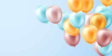 Zarif balonlarla kutlama arkaplanı Güzel 3B tasarım vektör illüstrasyonu