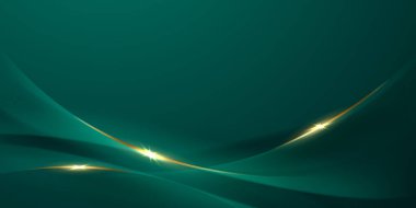 Zarif altın elementler vektör illüstrasyonlu yeşil soyut arkaplan tasarımı