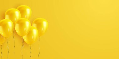 3d sarı balon tasarımı arka plan vektör afişi güzel bir illüstrasyon şablonu