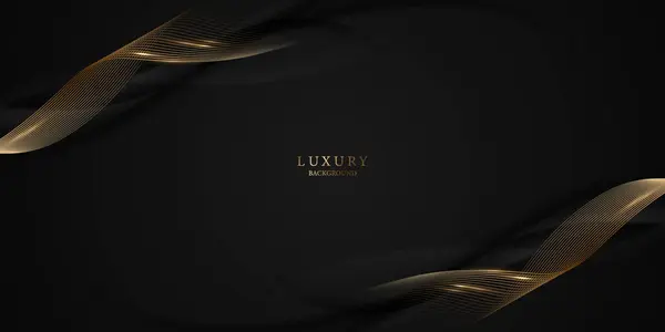 Abstract Modern Design Black Background Luxury Golden Elements Vector Illustration Royaltyfria Stockbilder
