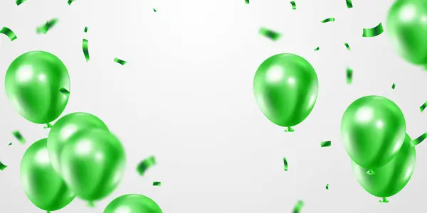 Ünnepi Háttér Gyönyörűen Elrendezett Zöld Lufikkal Vektor Illusztráció Tervezés Stock Kép