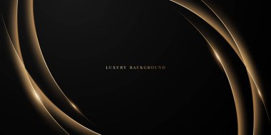 Lüks altın elementler vektör illüstrasyonlu soyut modern tasarım siyah zemin.