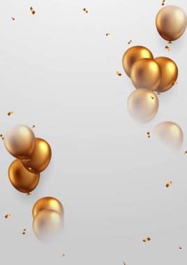 Kutlama arkaplanı 3d altın balon Festivali vektör illüstrasyonu