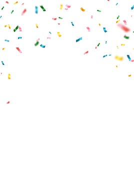 Zig-zagların kutlamaya düştüğü renkli konfeti arka planı. Festival dekorasyon vektör illüstrasyonu