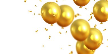 Banner şablon vektör arkaplan altın balon tasarımı güzel 3d illüstrasyon