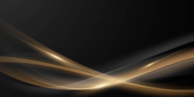Lüks altın elementler vektör illüstrasyonlu soyut modern tasarım siyah zemin.