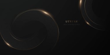 Abstract modern design black background with luxury golden elements vector illustration. clipart