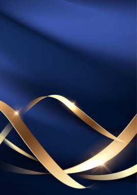 Lüks altın elementler vektör illüstrasyonlu mavi soyut arkaplan