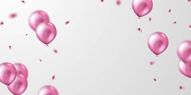 3d pembe balon tasarımı arka plan güzel afiş illüstrasyon vektör şablonu
