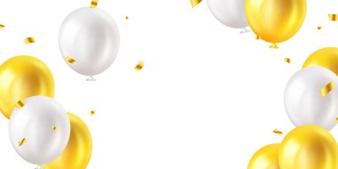 3B altın balon tasarımı arka plan güzel illüstrasyon afiş şablonu vektörü