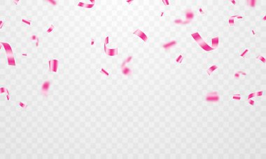 Konfeti arka planı, kutlamak için zigzag çizen pembeyi sersemletiyor. Festivalsel dekorasyon vektör illüstrasyonu