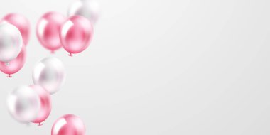 3d pembe balon tasarımı arka plan güzel afiş illüstrasyon vektör şablonu