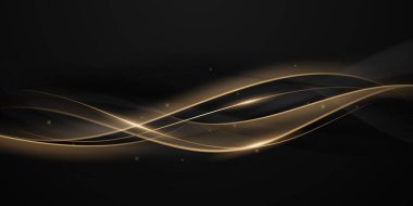 Lüks altın elementler vektör illüstrasyonlu soyut modern tasarım siyah zemin.