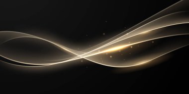 Lüks altın elementler vektör illüstrasyonlu soyut modern tasarım siyah zemin.