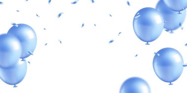 Güzel mavi 3D balonlar illüstrasyon arka plan vektör şablonu