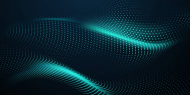 Modern teknoloji soyut parçacık dalga arkaplanı. Vektör illüstrasyonu