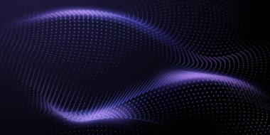 Modern teknoloji soyut parçacık dalga arkaplanı. Vektör illüstrasyonu