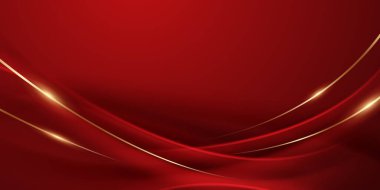 Soyut arkaplan tasarımı modern kırmızı ve altın geometrik elementler vektör çizimi