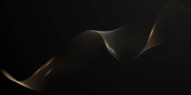 Lüks altın elementler vektör illüstrasyonlu soyut modern tasarım siyah zemin.