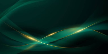 Zarif altın elementler vektör illüstrasyonlu yeşil soyut arkaplan tasarımı