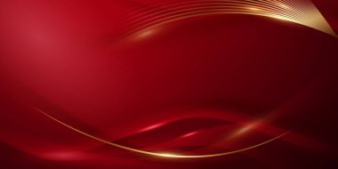 Soyut arkaplan tasarımı modern kırmızı ve altın geometrik elementler vektör çizimi