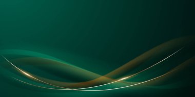Zarif altın elementler vektör illüstrasyonlu yeşil soyut arkaplan tasarımı