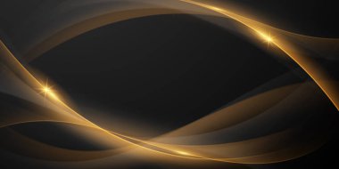 Lüks altın elementler vektör illüstrasyonlu soyut modern tasarım siyah zemin.