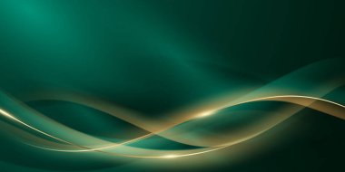 Zarif altın elementler vektör illüstrasyonlu yeşil soyut arkaplan tasarımı