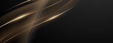 Lüks altın elementler vektör illüstrasyonlu soyut modern tasarım siyah zemin.