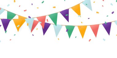 Renkli parti kutlama için arka plan vektör illüstrasyonunu işaretledi