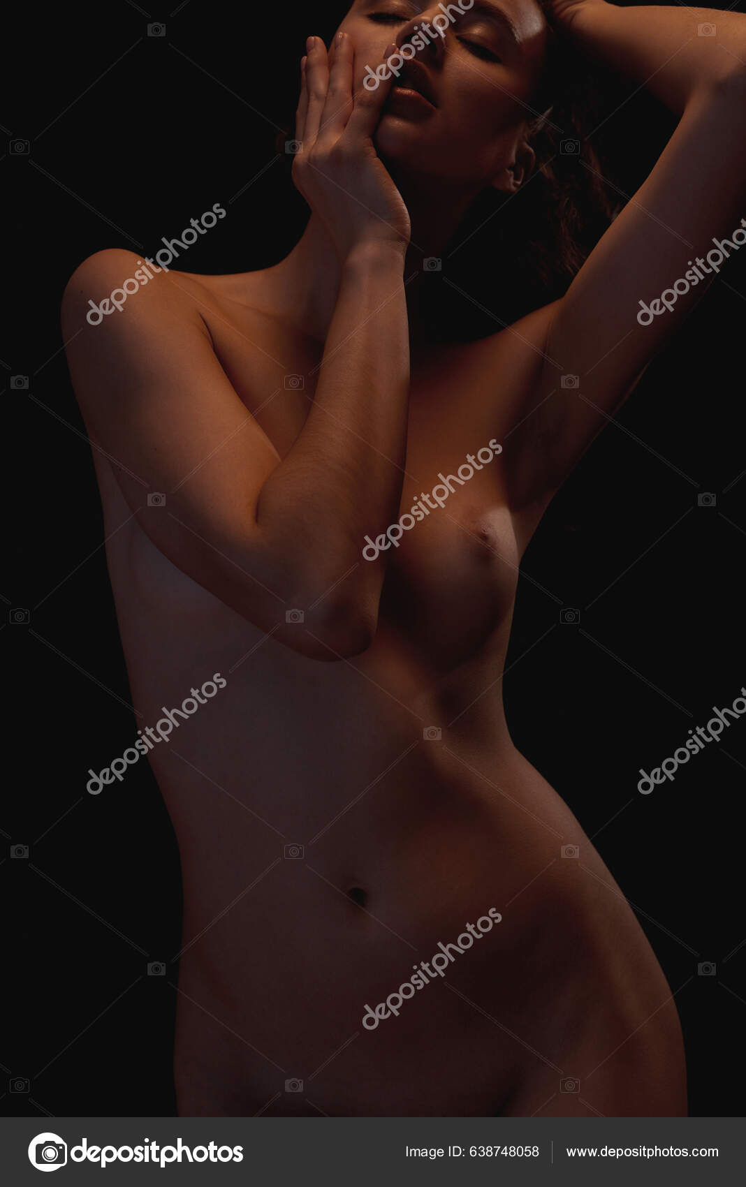 Cropped Image Sexy Nude Caucasian Girl Closed Eyes Touching Herself — Stock  Photo © LanaStock #638748058