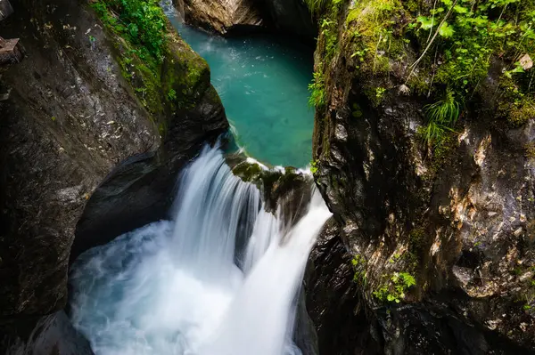 Waterfalls in Klammsee near Kaprun in Salzbur, Austria. The Klammsee is one of the reservoirs for the power plant in Kaprun.