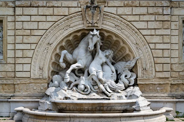 Bologna Italië Juli 2022 Zicht Scalea Della Montagnola Standbeeld Met — Stockfoto