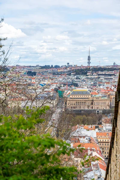 Zizkov Tower Prague Capturing Majestic Futuristic Beauty Landmark Television Tower — стокове фото